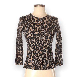 Ann Taylor LOFT Women's Size XS Cardigan sweater Cheetah print black & beige